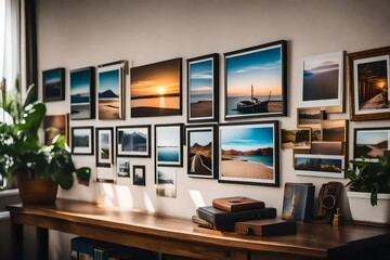 Create a gallery wall in the hallway showcasing travel photos and mementos 