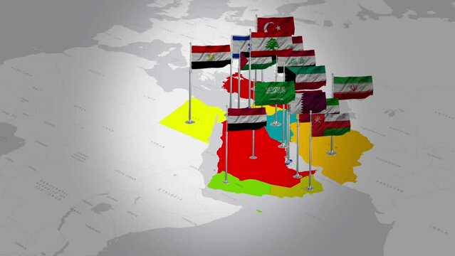 Flying Flags Across the Middle East. Flying Flags Across the Middle East Map