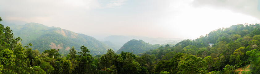 Munnar, Kerala. Panorama Landscape Photography of Tea Farm and wonderful nature landscapes  - obrazy, fototapety, plakaty