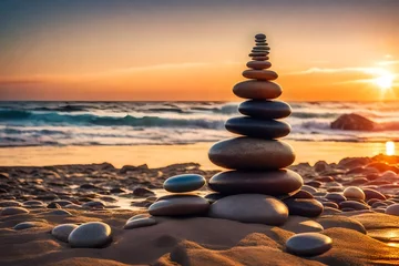 Deurstickers stones on the beach © Sawagi007