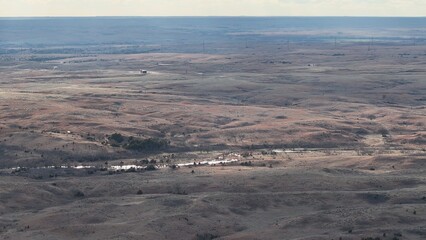 Aerial view of a vast landscape with bushes
