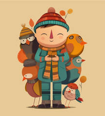 Happy Man in Autumn Vector