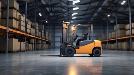 Forklift driver in warehouse background