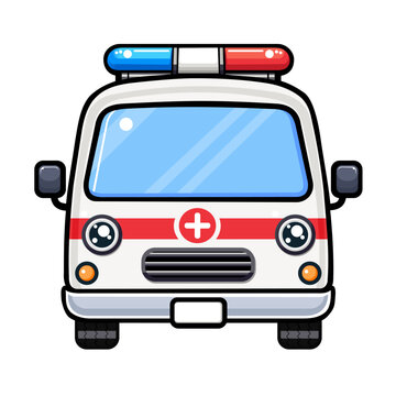 Cute ambulance car cartoon vector illustration