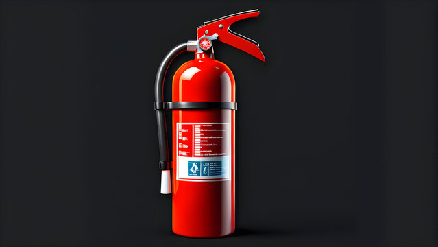 The fire extinguisher is isolated on a black background. fire safety icon symbol.