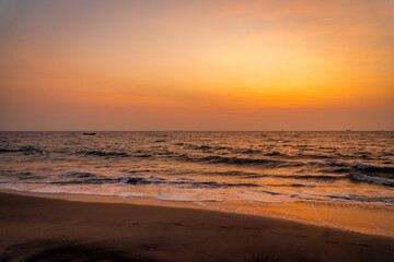 Fototapeta na wymiar Mystic Sunset View at Alleppey (Alappuzha) Beach, Kerala 