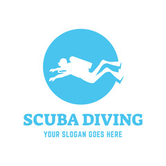 Scuba diving logo design, perfect for diving school and under water adventure logo design