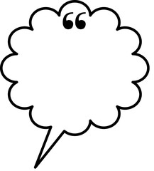 Black and white speech bubble balloon with quotation marks, icon sticker memo keyword planner text box banner, flat png transparent element design