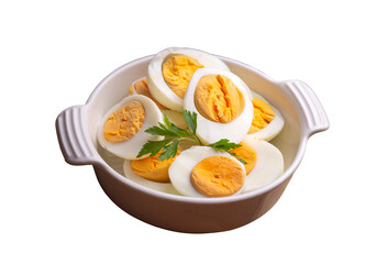 Boiled sliced egg, food photo