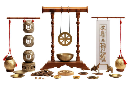 Feng Shui Objects for Balance Isolated On Transparent Background
