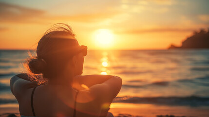 Morning Sunbathing for Vitamin D, Healthy Lifestyle Outdoors Concept