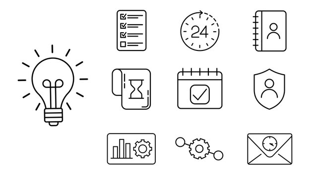 Time Management Line Icons