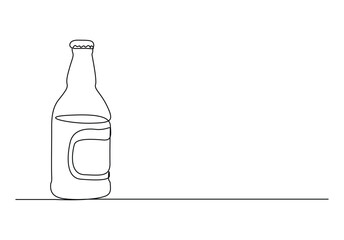 Beer bottle continuous one line drawing. Isolated on white background vector illustration. Free vector
