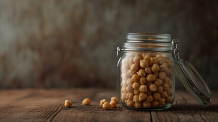 Close-up of a can of chickpeas on the table.
