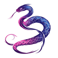 Obraz premium Futuristic ornamentation, tattoo,snake on a white