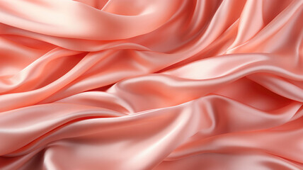 Obraz premium Abstract pink luxurious wavy fabric satin silk background. Beautiful background cloth with drapery and wavy folds