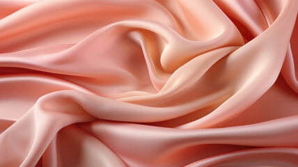 Abstract pink luxurious wavy fabric satin silk background. Beautiful background cloth with drapery and wavy folds