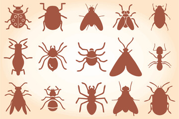 Reptile and prohibited insect icons. Vector editable insect icons like beetle, butterfly, ant, caterpillar, dragonfly, fly, honey, bee and many more for insect killing products. eps 10.