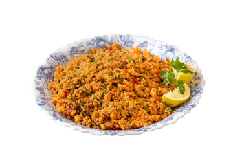 Traditional delicious Turkish foods: bulgur salad (kisir)