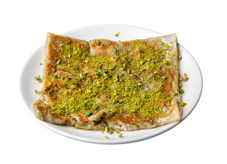 Delicious Turkish Traditional Dessert Katmer From Gaziantep - green pistachio