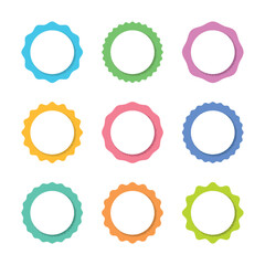 Vector blank wavy edge circle sticker set - 728451655