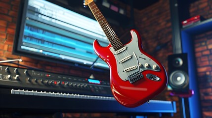 electric guitar in studio