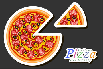 Illustration on theme big hot tasty pizza to pizzeria menu