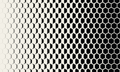 Hexagon Vector Abstract Geometric Technology Background. Halftone Hex Retro Simple Pattern. Minimal Style Dynamic Tech Wallpaper