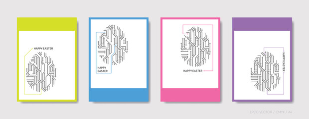 Vector happy easter cover brochure template set - 728452221