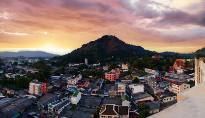 View from the roof on Phuket town, Thailand.