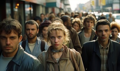Fototapeta premium Crowd of people on street in the city