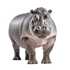 Hippopotamus animal full body standing, isolated on white background