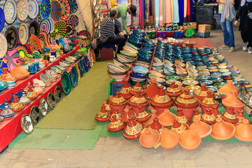 Marrakesh, Morocco. The night market on Djemaa el Fna square in center of Marrakesh.