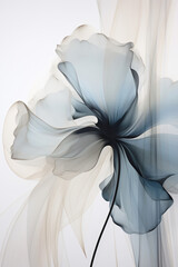 black & white floral design, in the style of transparency and lightness