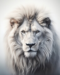 Fototapeta premium a picture of the lion, in the style of realistic portrait, white and gray, airbrush art