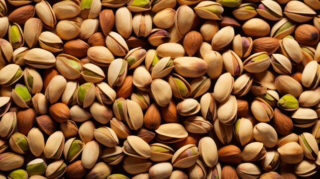 Table charm top view of pistachios creating a delightful background