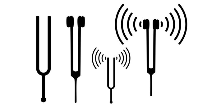 tuning fork emblem, black isolated silhouette