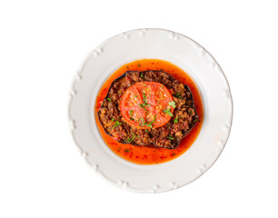 Traditional, delicious Turkish food, eggplant dish. Turkish name; Patlican oturtma