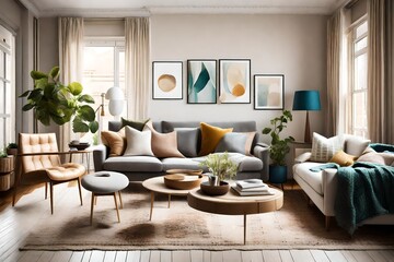 Fototapeta premium Create a cohesive color palette for your apartment, tying together different rooms 