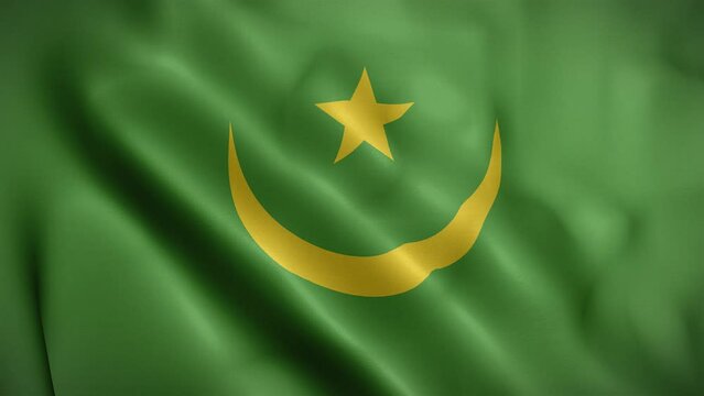 Mauritania waving flag, Flag of Mauritania Animation, Mauritanian Flag Closeup, 4k Mauritanian Flag Waving Animation