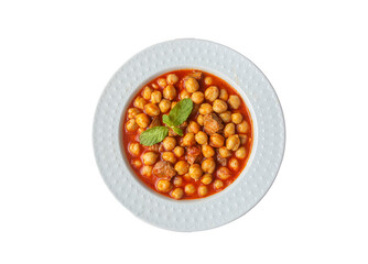 Traditional delicious Turkish foods; Turkish Food Chickpeas with Meat. Turkish name; Etli nohut
