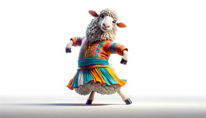 Obraz premium sheep dance isolated on white background