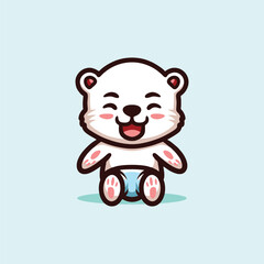 Cute Polar Bear Cartoon Mascot Animal Vector Logo Design illustration
