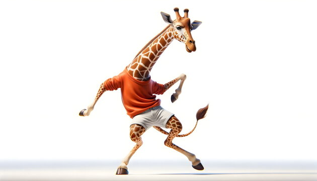 giraffe dance isolated on white background