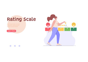 Customer Satisfaction Survey Clients Choosing Satisfaction Rating with Good and Bad Emotions. Concept of Client Feedback, Online Survey, Customer Review. Vector illustration for Web Design