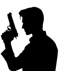  Man with gun silhouette PNG Design