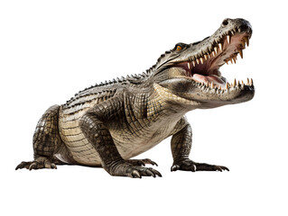 Fototapeta premium Crocodile with Open Maw, isolated on a transparent or white background