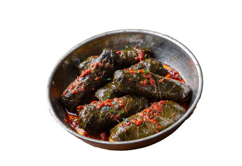 Stuffed collard greens with boiled leaves, traditonal turkish black sea region food, sarma, dolma (Turkish name; Kara lahana sarmasi)