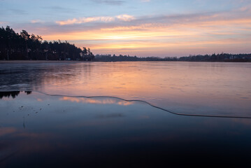 Winter sunrise over the lake