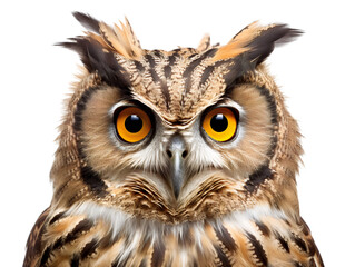 Curious Owl, isolated on a transparent or white background